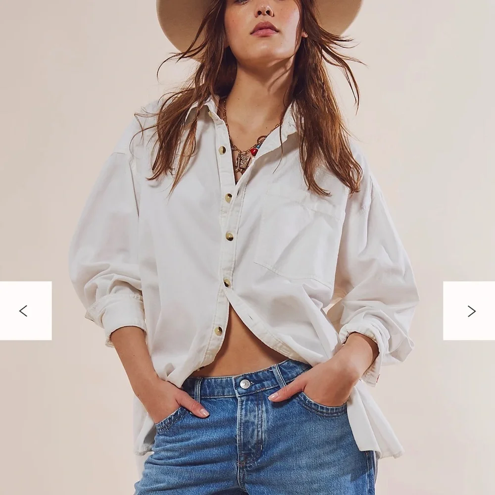Free People The Freddie Tan khaki Castle wall color Oversized Button Down XS - Picture 5 of 15